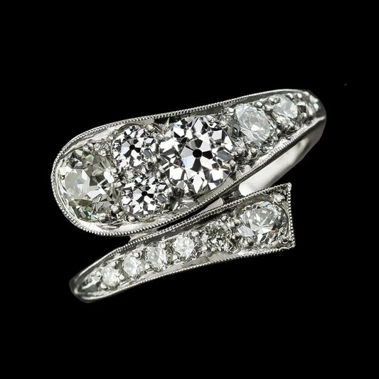 Wedding Ring Old Cut Round Real Diamond Twisted Shank 3.50 Carats