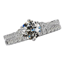 Wedding Ring Real Band Set Round Old Mine Cut Diamond White Gold 5 Carats