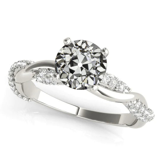 Wedding Ring Round Old Cut Genuine Diamond Twisted Shank 3.50 Carats