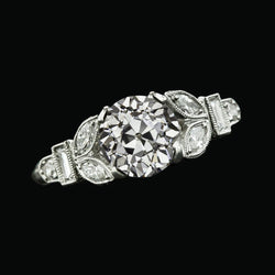 Wedding Ring Round Old Cut Marquise & Baguette Genuine Diamond 3.25 Carats