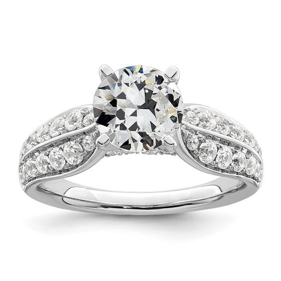 Wedding Ring Round Old Mine Cut Genuine Diamond Gold Jewelry 4 Carats