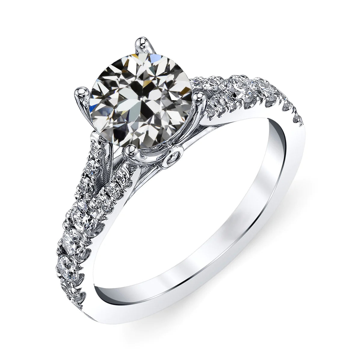 Wedding Ring Round Old Miner Real Diamond Cathedral Set Jewelry 5 Carats