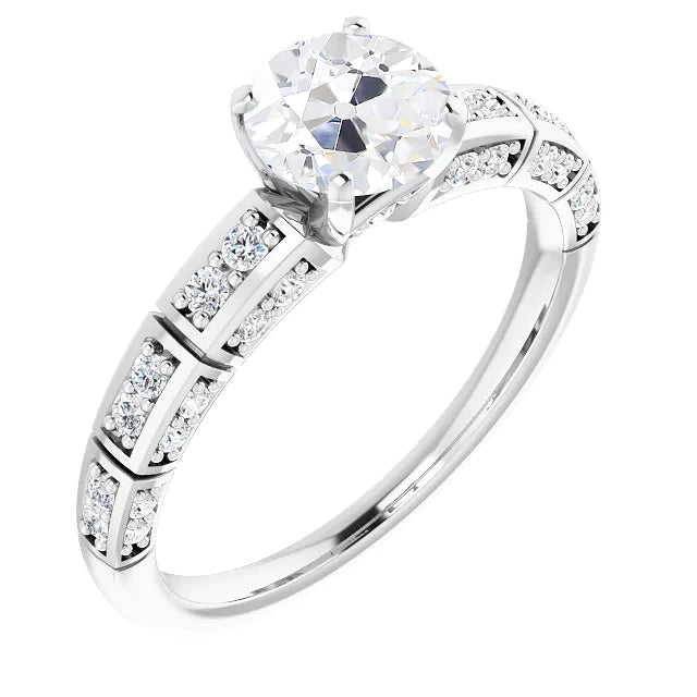 Wedding Ring Round Real Old Mine Cut Diamond 4 Carats Gold Ladies Jewelry