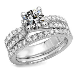 Wedding Ring Set Round Old Mine Cut Genuine Natural Earth Mined Diamond Ladies Jewellery 5 Carats