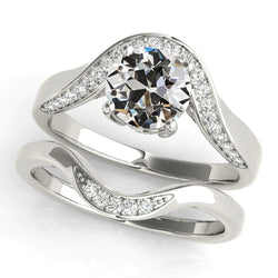 Wedding Ring Set Round Old Miner Natural Diamond 4 Carats Jewelry