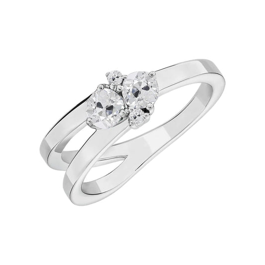 Wedding Ring Split Shank Old Cut Real Round Diamonds 2.25 Carats Jewelry