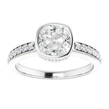 Wedding Ring With Accents Cushion Old Miner Natural Diamond Bezel Set 8 Carats