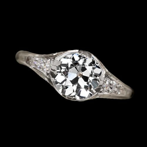 Wedding Ring With Accents Round Old European Real Diamond 2 Carats