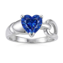 Wedding Solitaire Ring White Gold Heart Blue Sapphire 3 Carats