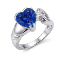 Wedding Solitaire Ring White Gold Heart Blue Sapphire 3 Carats