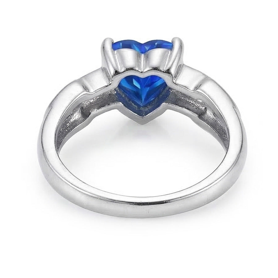 Wedding Solitaire Ring White Gold Heart Blue Sapphire 3 Carats