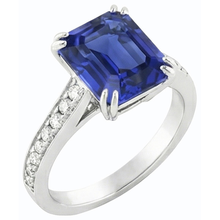 Wedding Solitaire With Accents Ring Emerald Blue Sapphire 3 Carats