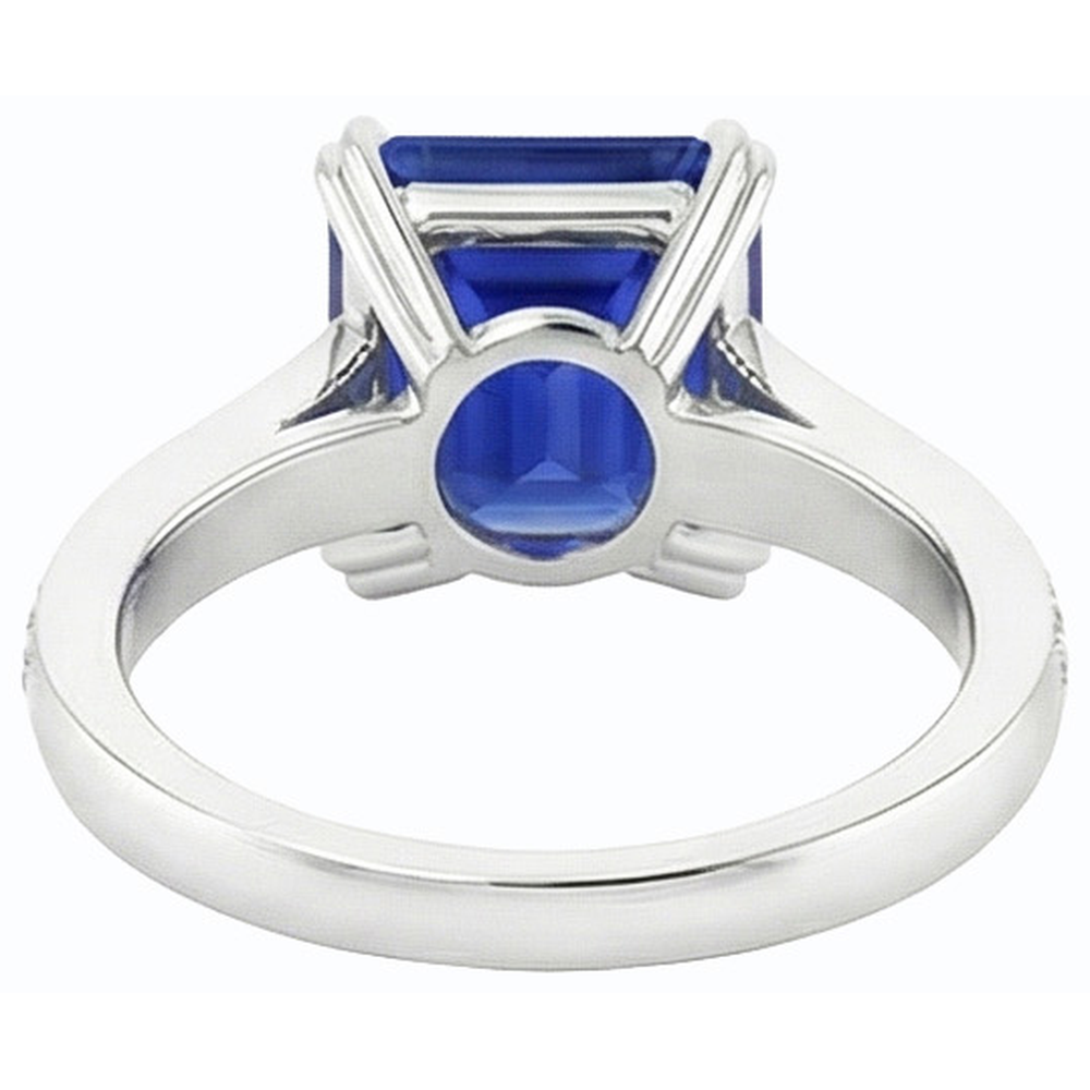 Wedding Solitaire With Accents Ring Emerald Blue Sapphire 3 Carats