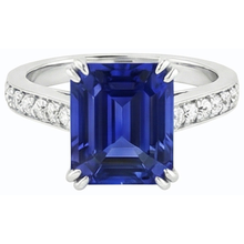 Wedding Solitaire With Accents Ring Emerald Blue Sapphire 3 Carats
