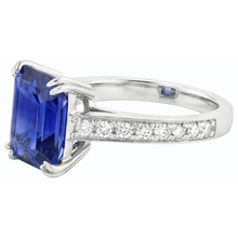 Wedding Solitaire With Accents Ring Emerald Blue Sapphire 3 Carats