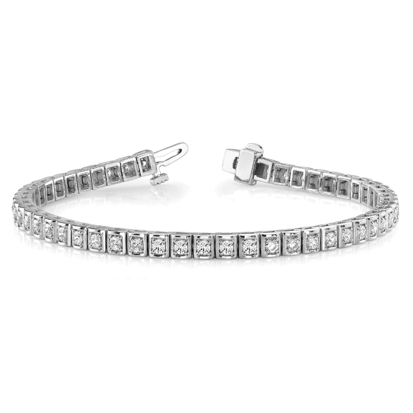 Wg 14K Sparkling Round Cut 2.55 Carats Genuine Diamonds Tennis Bracelet