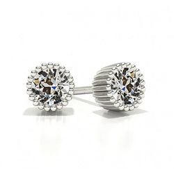 14K White Gold Diamond Drop Earrings – 1-ct Antique Cushion