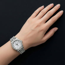 White Dial Custom Natural Earth Mined Diamond Big Bezel Rolex Dj Watch Stainless Steel