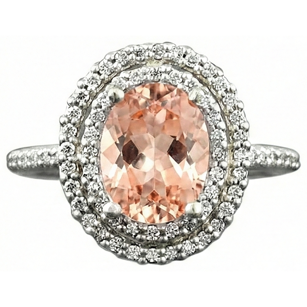 natural round morganite 10.70ct ring side angle