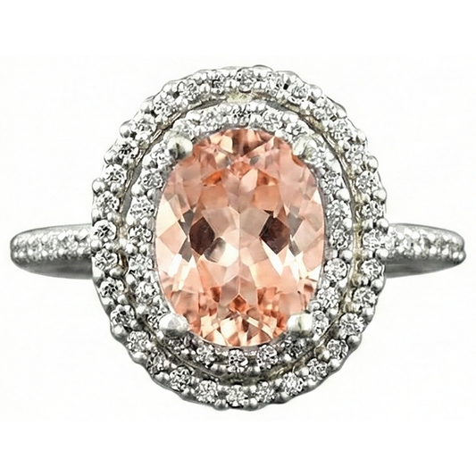 natural round morganite 10.70ct ring side angle