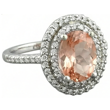 natural round morganite 10.70ct ring close up detail