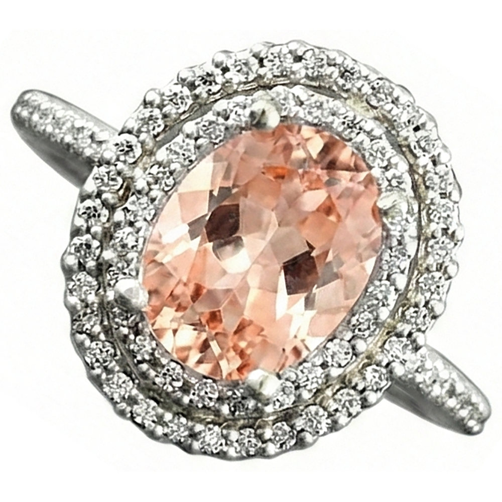 natural round morganite 10.70ct ring top view