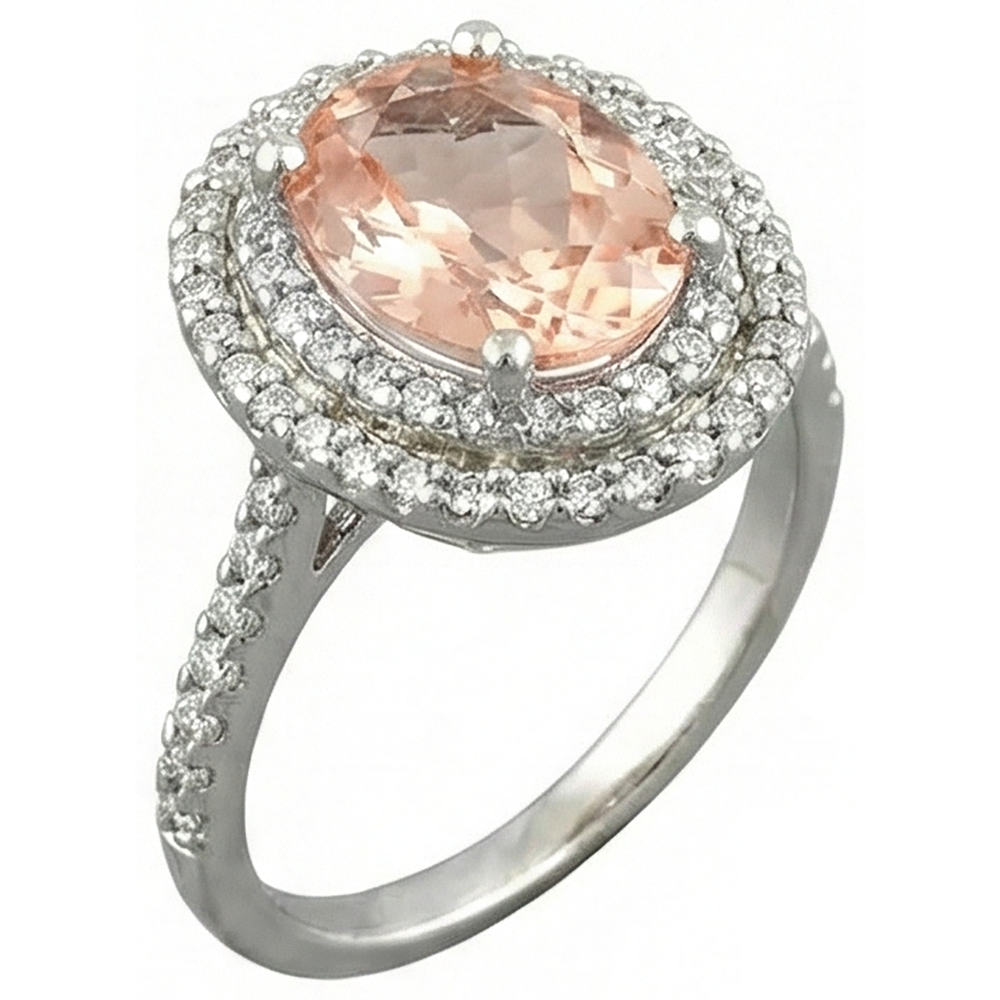 natural round morganite 10.70ct ring profile view