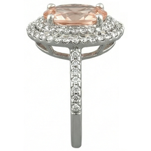 natural round morganite 10.70ct ring on white background