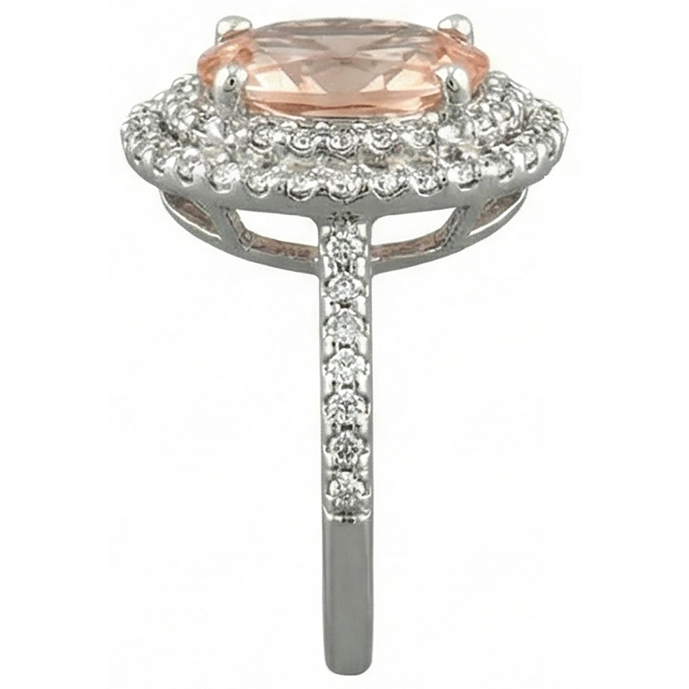 natural round morganite 10.70ct ring on white background