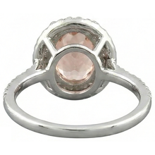 natural round morganite 10.70ct ring with diamond accents