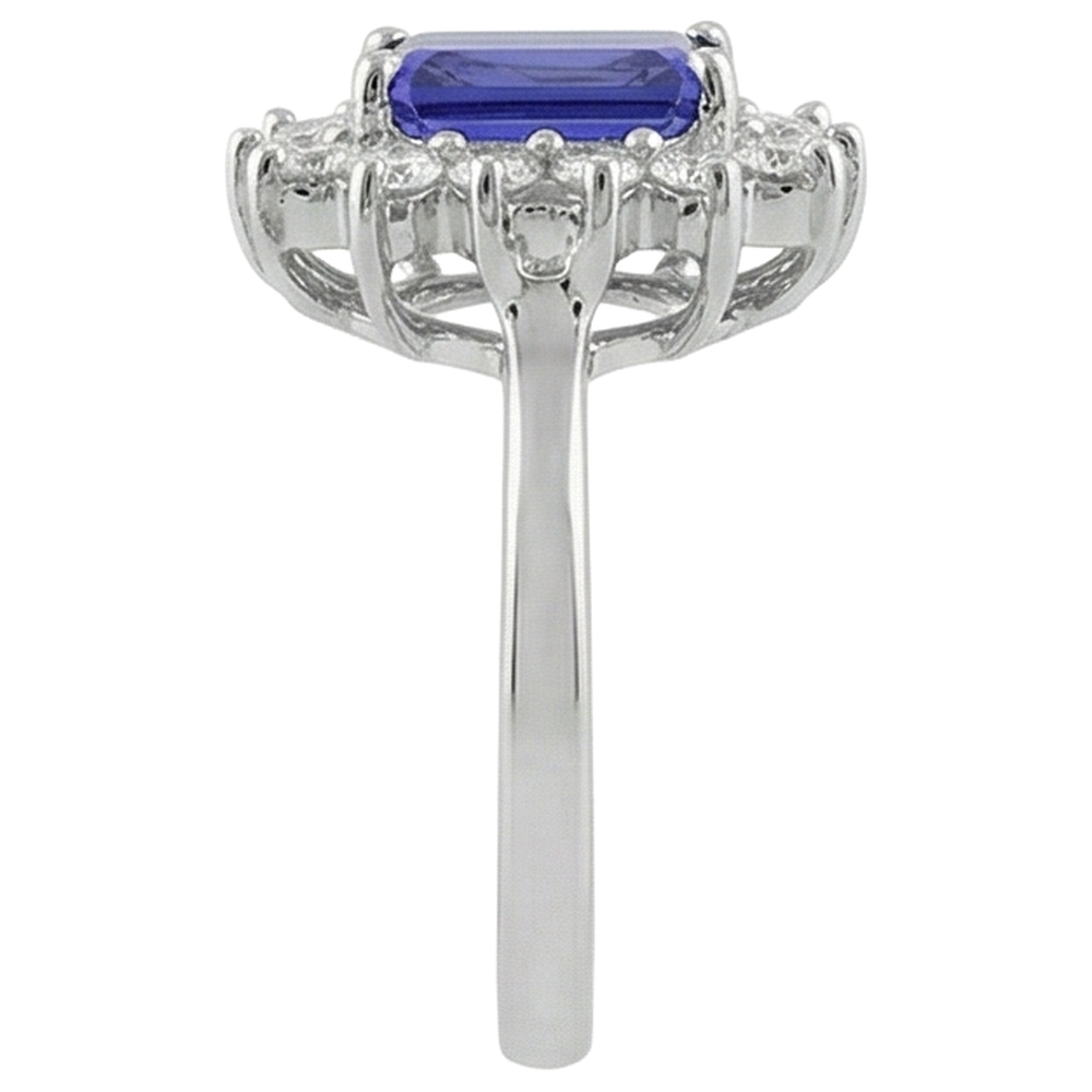 White Gold 14K 10.75 Carats Tanzanite And Natural Earth Mined Diamonds Ring