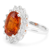 White Gold 14K 10 Ct Red Garnet With Natural Earth Mined Diamonds Anniversary Ring