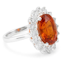 White Gold 14K 10 Ct Red Garnet With Natural Earth Mined Diamonds Anniversary Ring