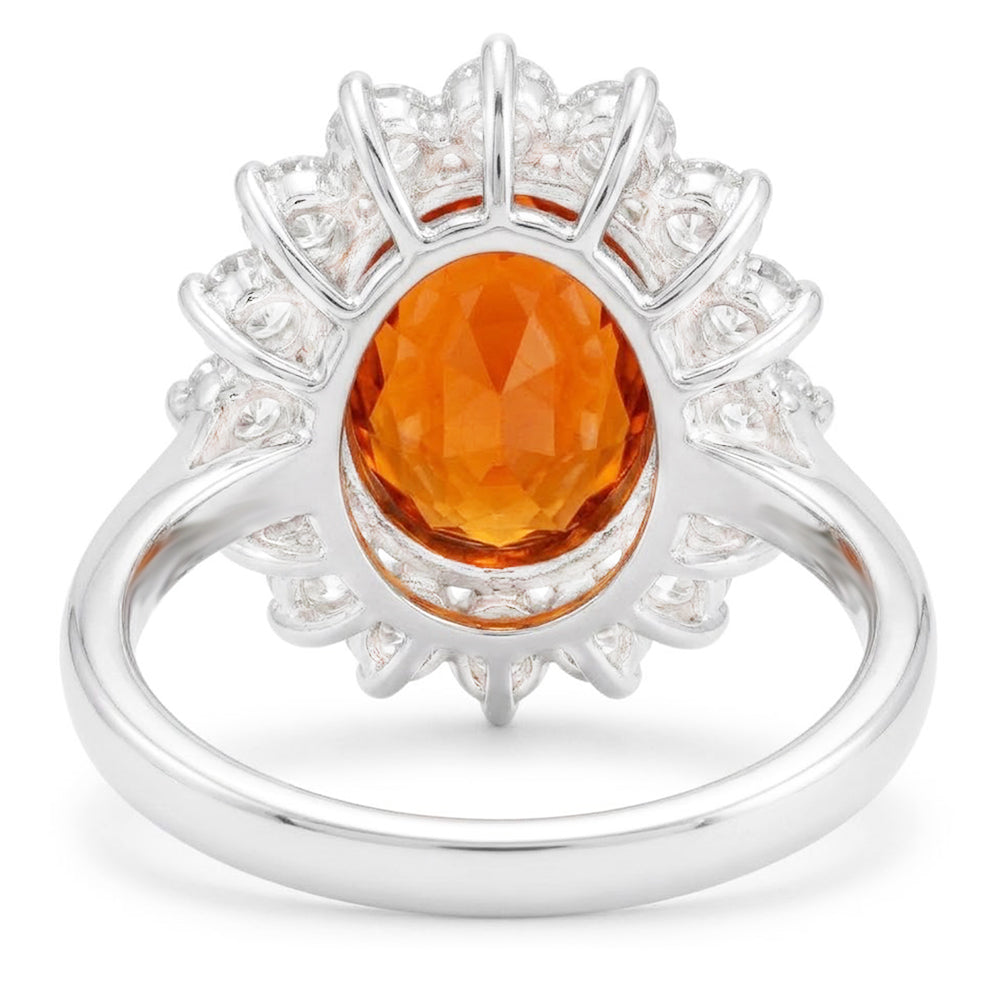 White Gold 14K 10 Ct Red Garnet With Natural Earth Mined Diamonds Anniversary Ring