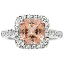 White Gold 14K 11 Ct Cushion Morganite And Natural Earth Mined Diamonds Ring New