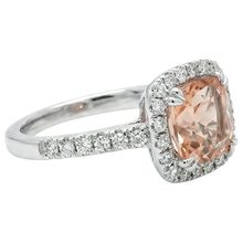 White Gold 14K 11 Ct Cushion Morganite And Natural Earth Mined Diamonds Ring New