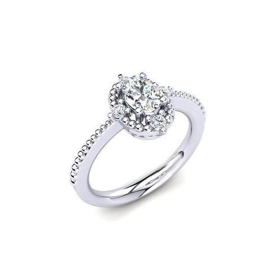 White Gold 14K 1.60 Carats Sparkling Natural Diamond Anniversary Ring Halo