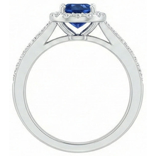 natural round sapphire 2.11ct ring on white background