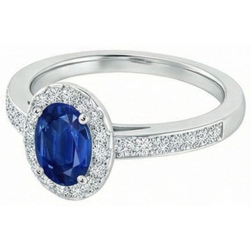 natural round sapphire 2.11ct ring close up detail