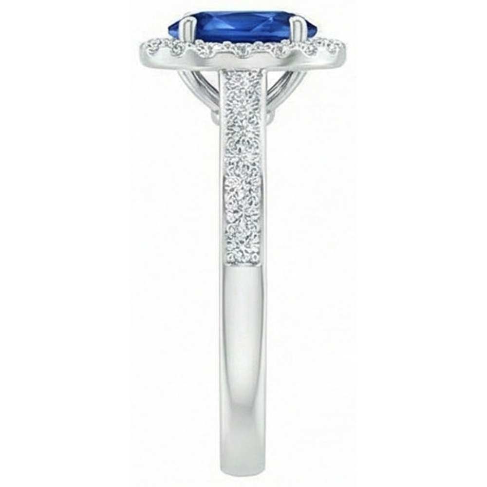 natural round sapphire 2.11ct ring profile view
