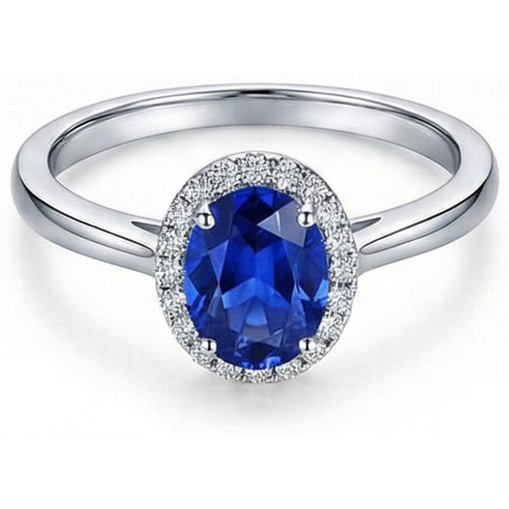 White Gold 14K 2.30 Ct Ceylon Sapphire Natural Earth Mined DIAMOND ( NOT LAB GROWN )s Ring New