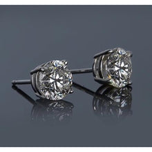 White Gold 14K 2 Carats Four Prong Round Diamond Studs Earring
