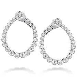 White Gold 14K 2 Carats Round Cut Hoop Natural  Diamond Earrings