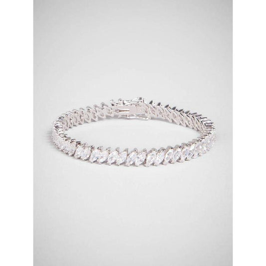 White Gold 14K 20 Carats Marquise Cut Natural Diamonds Tennis Bracelet New