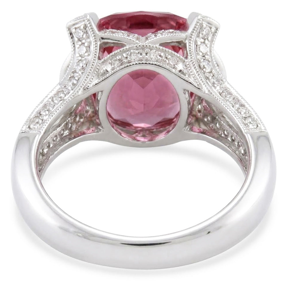White Gold 14K 21 Ct Pink Kunzite With Natural Earth Mined Diamonds Wedding Ring New