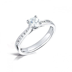 White Gold 14K 2.20 Carats Natural Earth Mined Diamond Solitaire Ring With Accents