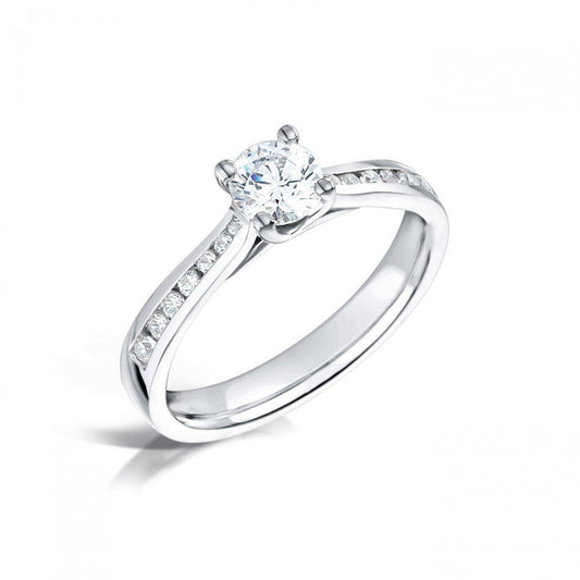 White Gold 14K 2.20 Carats Natural Diamond Solitaire Ring With Accents