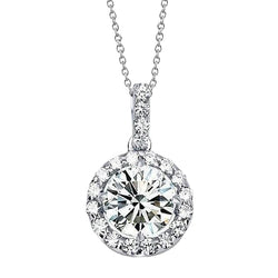 White Gold 14K 2.50 Carats Real Diamonds Pendant Necklace New