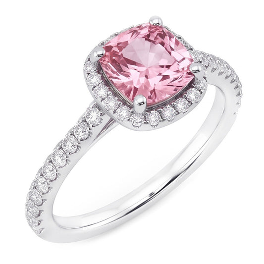 White Gold 14K 3.01 Carats Cushion Pink Gemstone Wedding Ring Jewellery