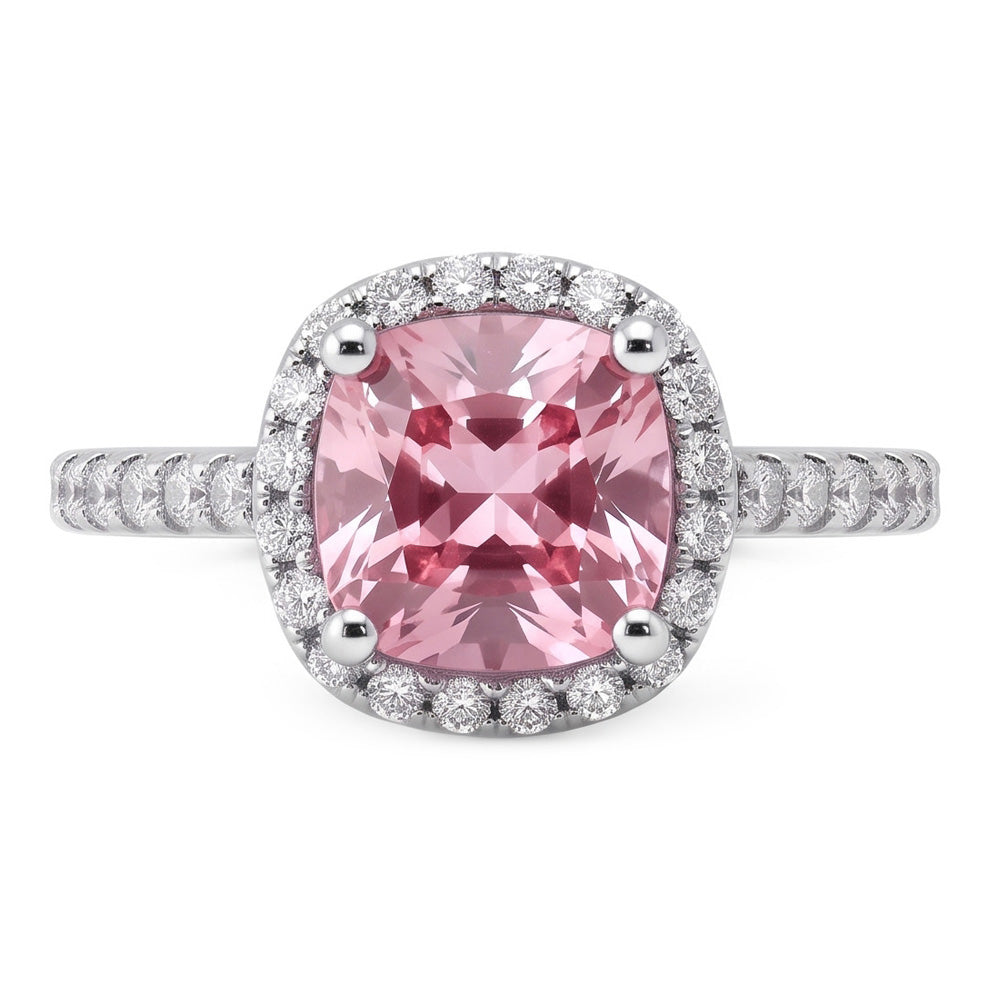White Gold 14K 3.01 Carats Cushion Pink Gemstone Wedding Ring Jewellery